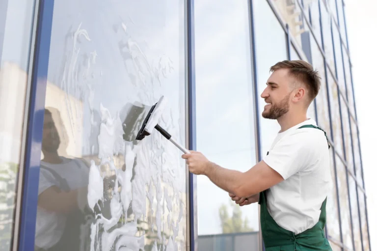 Professional window cleaning crew representing business growth software for winning more customers and booked jobs